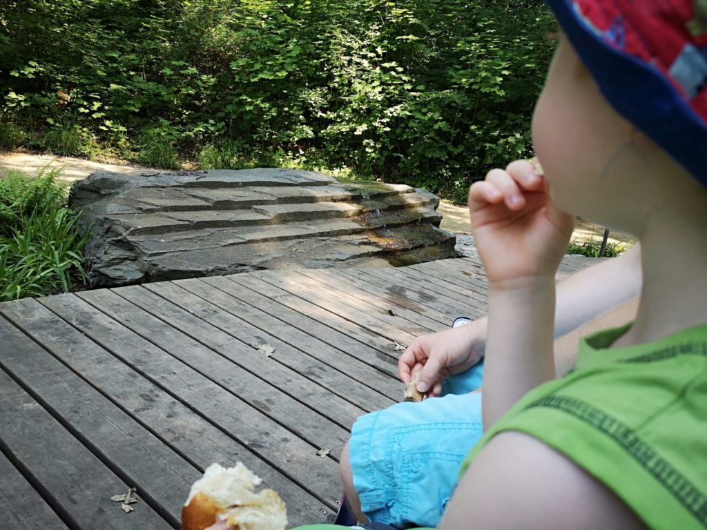 Picknick mit Blick auf eine der neuen Stationen des Wasserlehrpfads