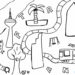 Ausmalbild und Rätselbild Frankfurt mit Kids